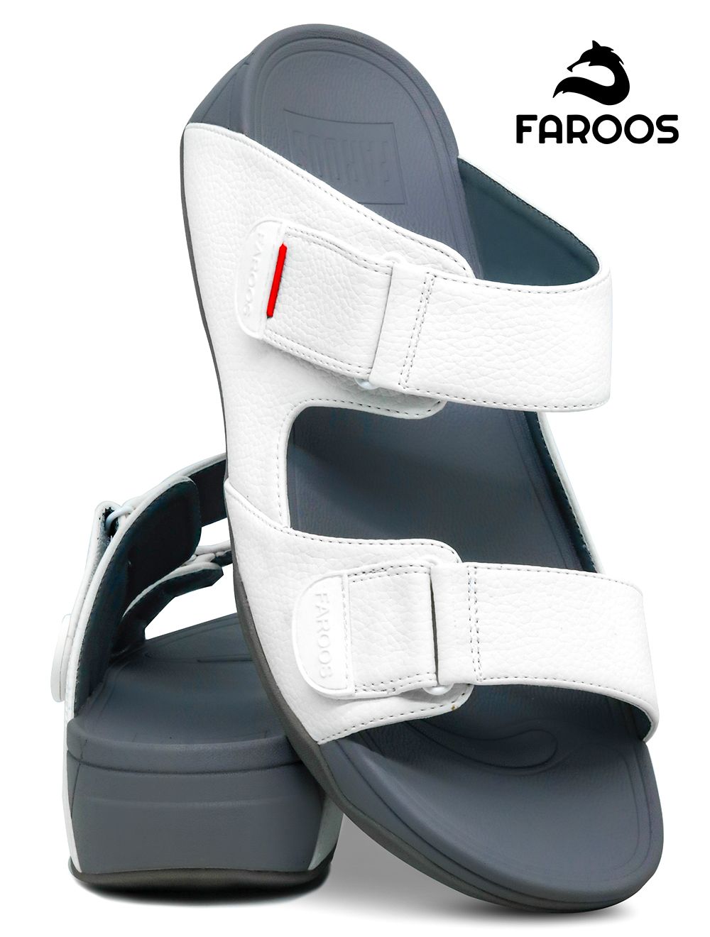 Faroos[F139]M051-White-Gray-Gents-Arabic-Sandal-40